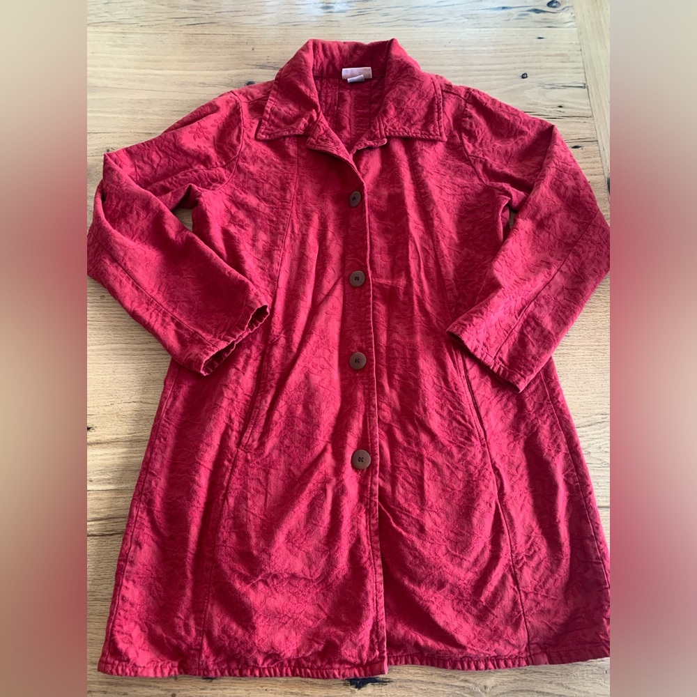 Eucalyptus Red Women’s‎ Coat Pleated Cotton Button Down XS Preloved